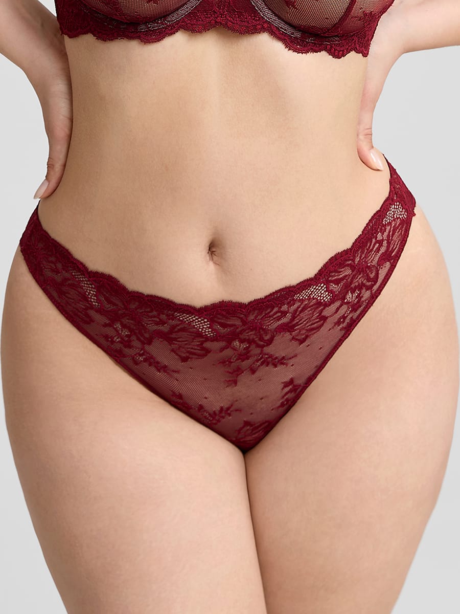 Low-rise Lace Panties with Antibacterial Cotton Crotch