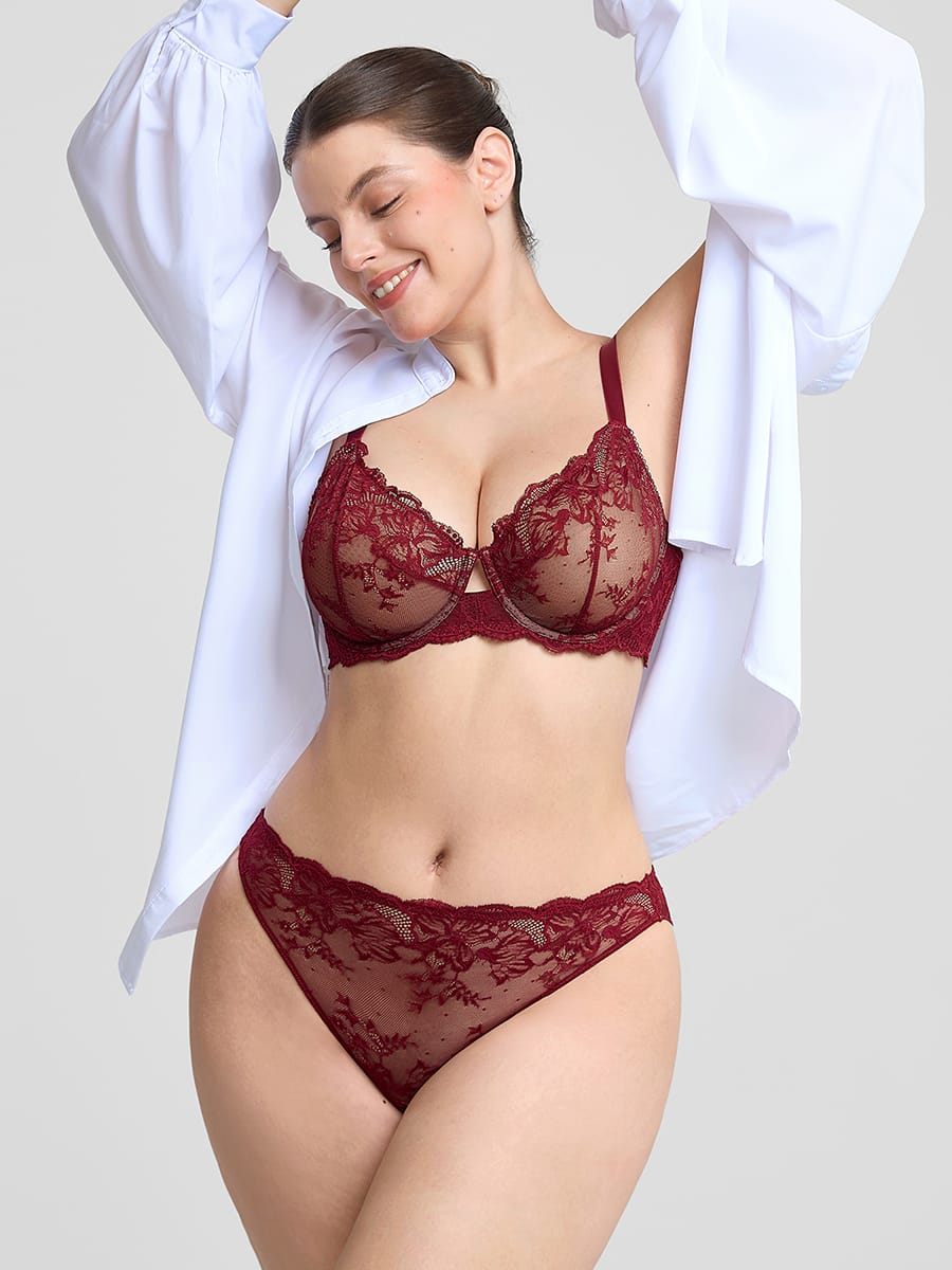 Low-rise Lace Panties with Antibacterial Cotton Crotch - Image 4