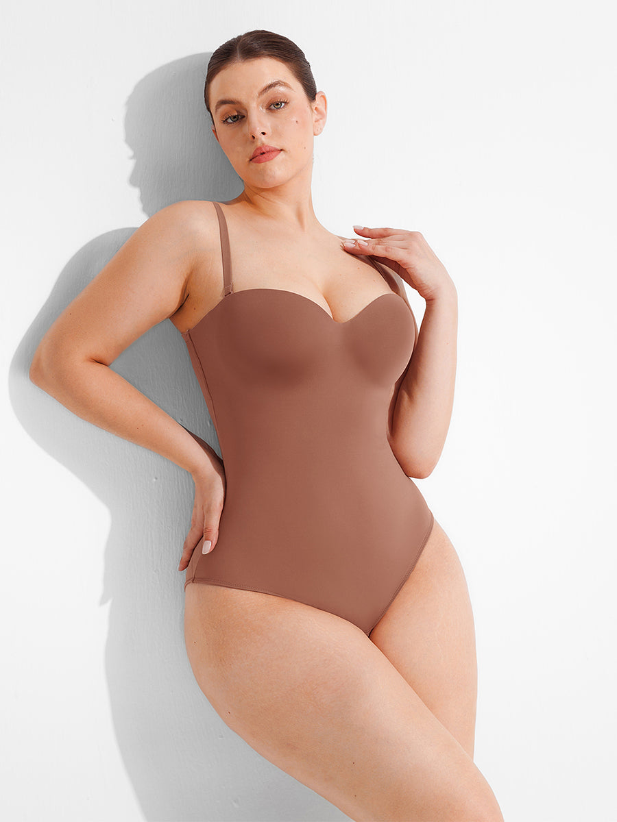 Seamless Underwire Half Cup Shapewear Bodysuit with Removable Pads - Image 6