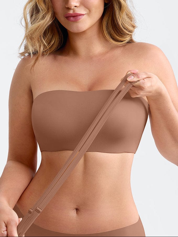 Strapless Anti-Slip Bandeau Bra with Fixed Molded Cups and FeelSoft Fabric